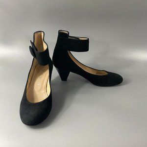MIMO Venezia Black Suede Ankle Strap Closure Heels, 5